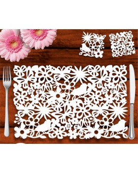 Nature inspired rectangular white wooden mat Nature inspired rectangular white wooden mat